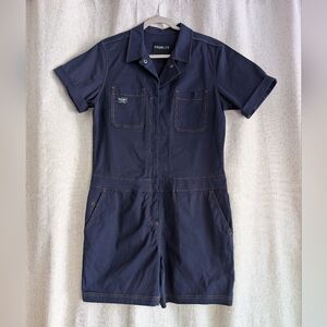 WILDFANG The Essential Short Sleeve Romper Size Medium Navy Blue Utility